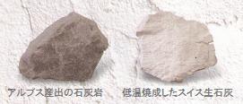 アルプス産出の石灰岩と低温焼成したスイス生石灰